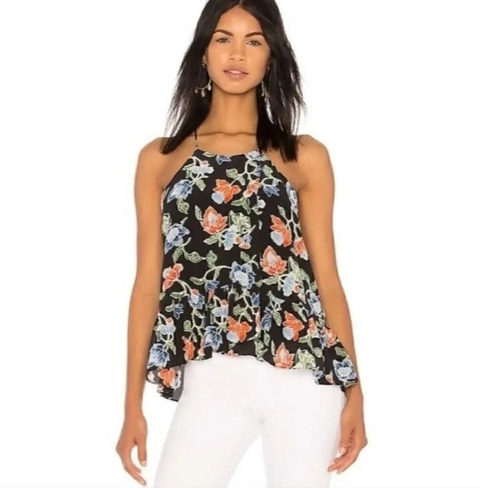 $198 Joie Womens XS Derwen Silk Floral Spaghetti Straps Racer Back Tank Top